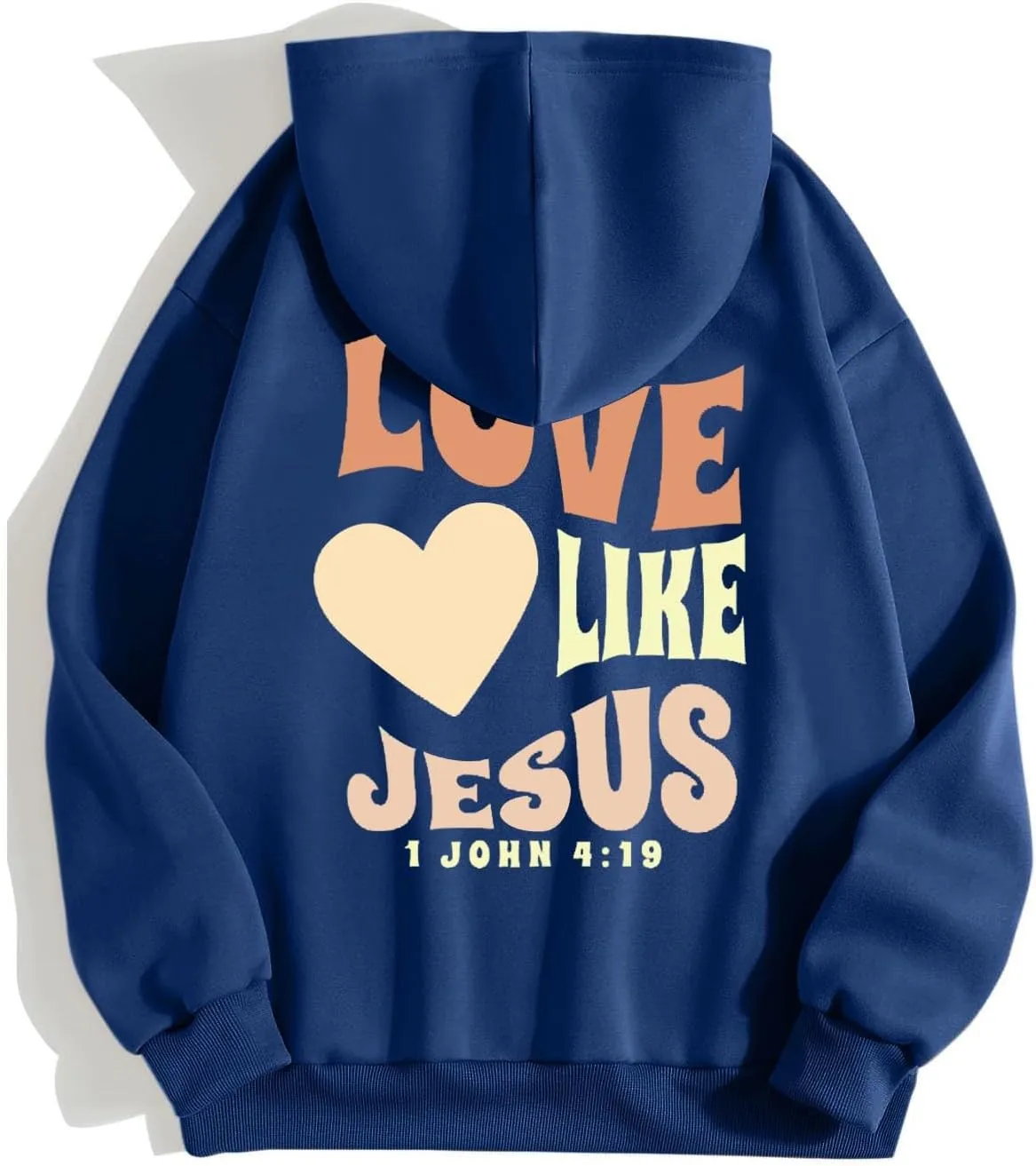 Jesus Loves You Sweatshirt for Women Casual Trendy Loose Fit Oversized Christian Sweatshirts Drawstring Pullover Y2k Hoodie