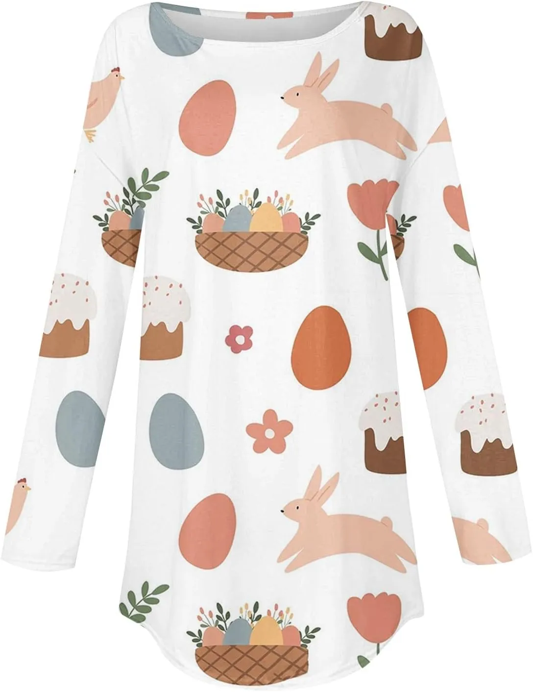Jesus Sweatshirt Round Neck Easter Bunny Festival Happy Easter Printed Long Sleeve Loose Casual T Shirt Christian