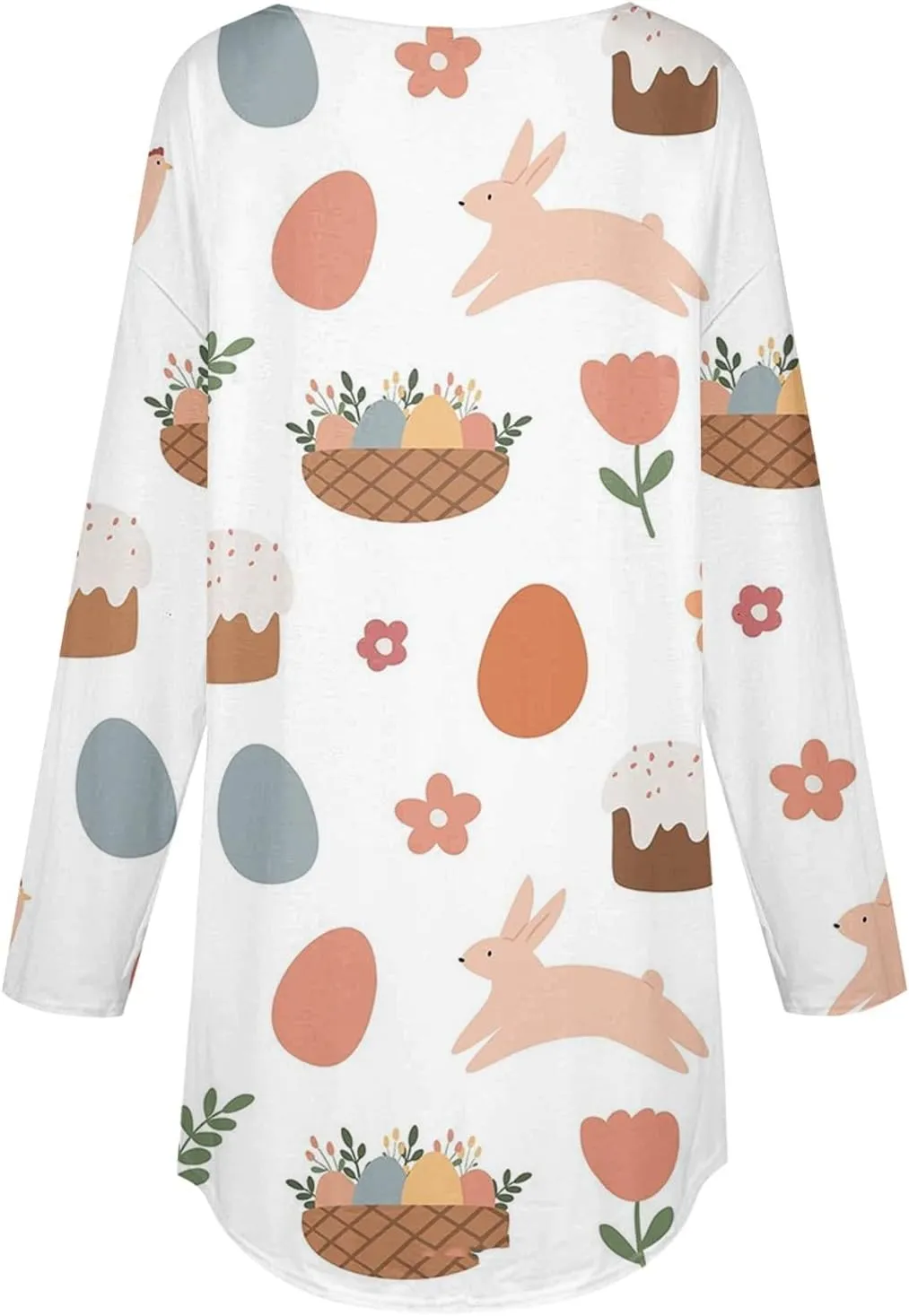 Jesus Sweatshirt Round Neck Easter Bunny Festival Happy Easter Printed Long Sleeve Loose Casual T Shirt Christian