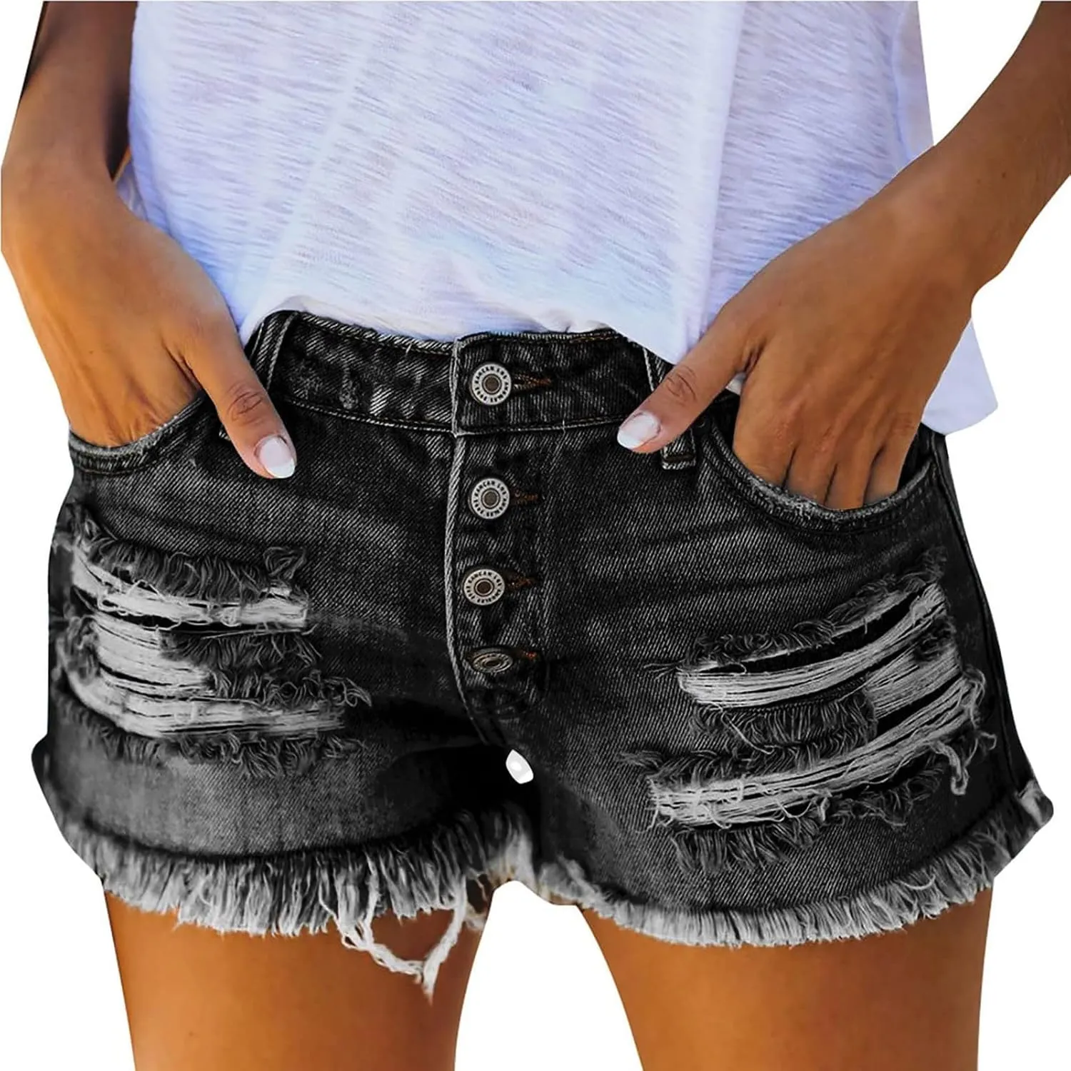 Jorts Women Baggy Cut Off Ripped Jean Shorts Sexy Denim Boxer Shorts Raw Hem Trendy Jeans Lounge Cowgirl Pants