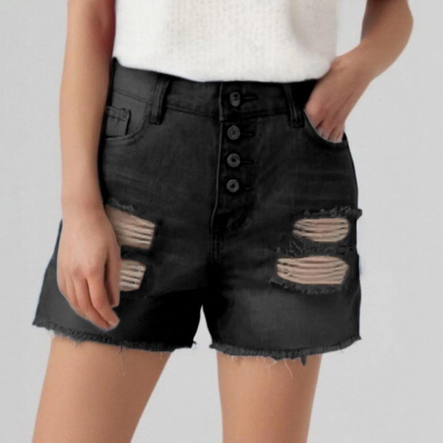 Jorts Women Baggy Cut Off Ripped Jean Shorts Sexy Denim Boxer Shorts Raw Hem Trendy Jeans Lounge Cowgirl Pants
