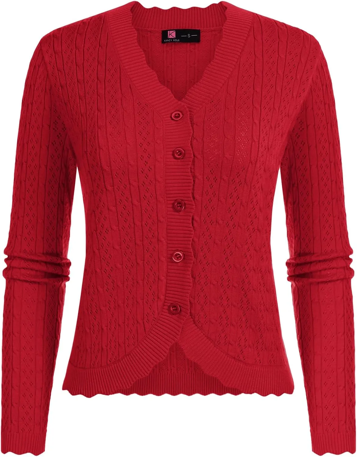 KANCY KOLE Women's 2025 Long Sleeve Cropped Cardigan Sweaters Lightweight Crochet Button Down Cardigan Shrugs for Dresses