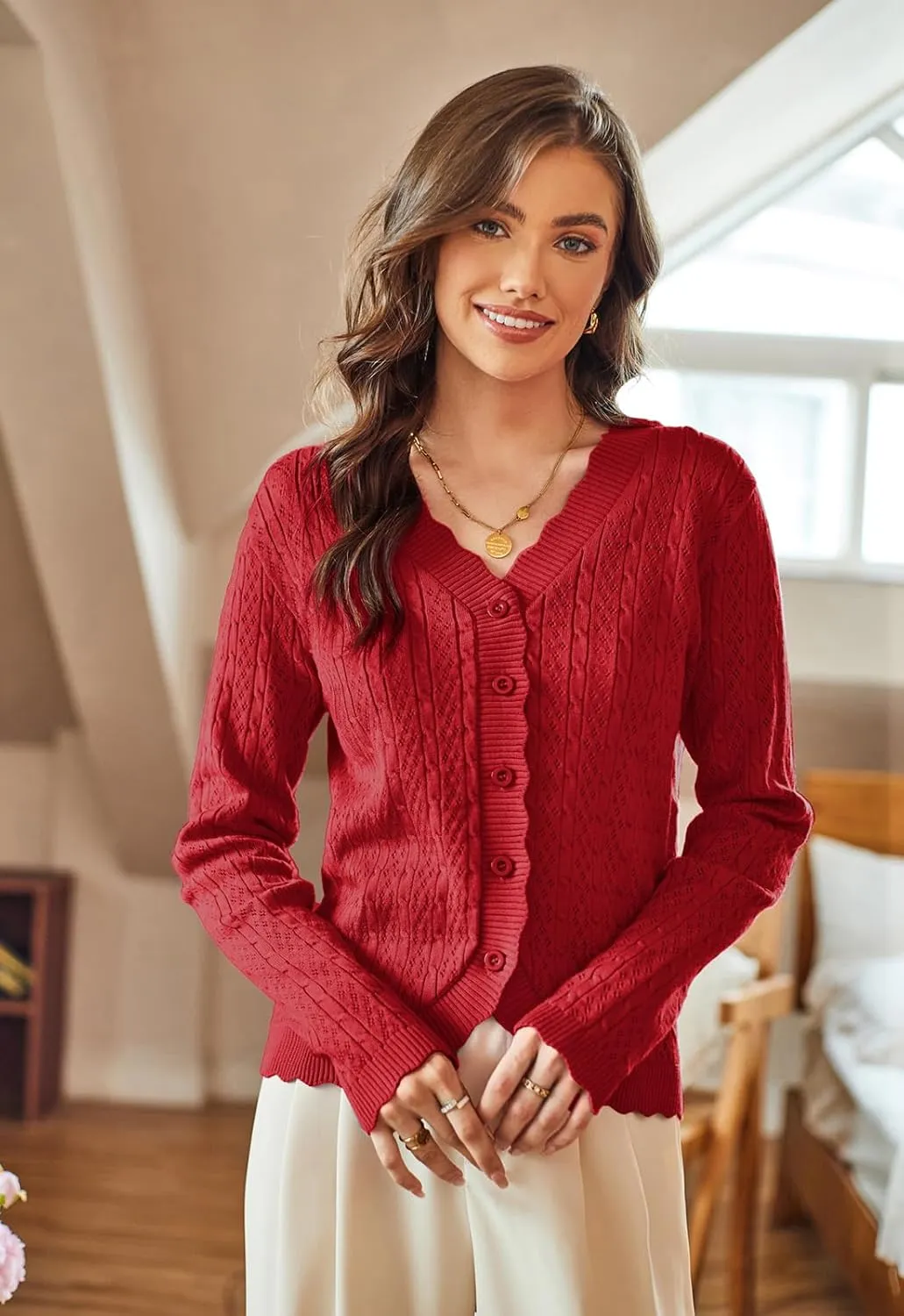 KANCY KOLE Women's 2025 Long Sleeve Cropped Cardigan Sweaters Lightweight Crochet Button Down Cardigan Shrugs for Dresses