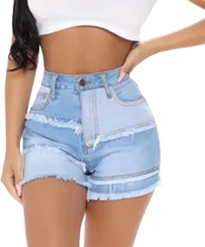 KUIOLYPOER Denim Shorts for Women Women's Summer High Waisted Rhinestone Fringe Ripped Jean Shorts Summer Hot Casual Shorts