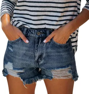 KUIOLYPOER Denim Shorts for Women Women's Summer High Waisted Rhinestone Fringe Ripped Jean Shorts Summer Hot Casual Shorts