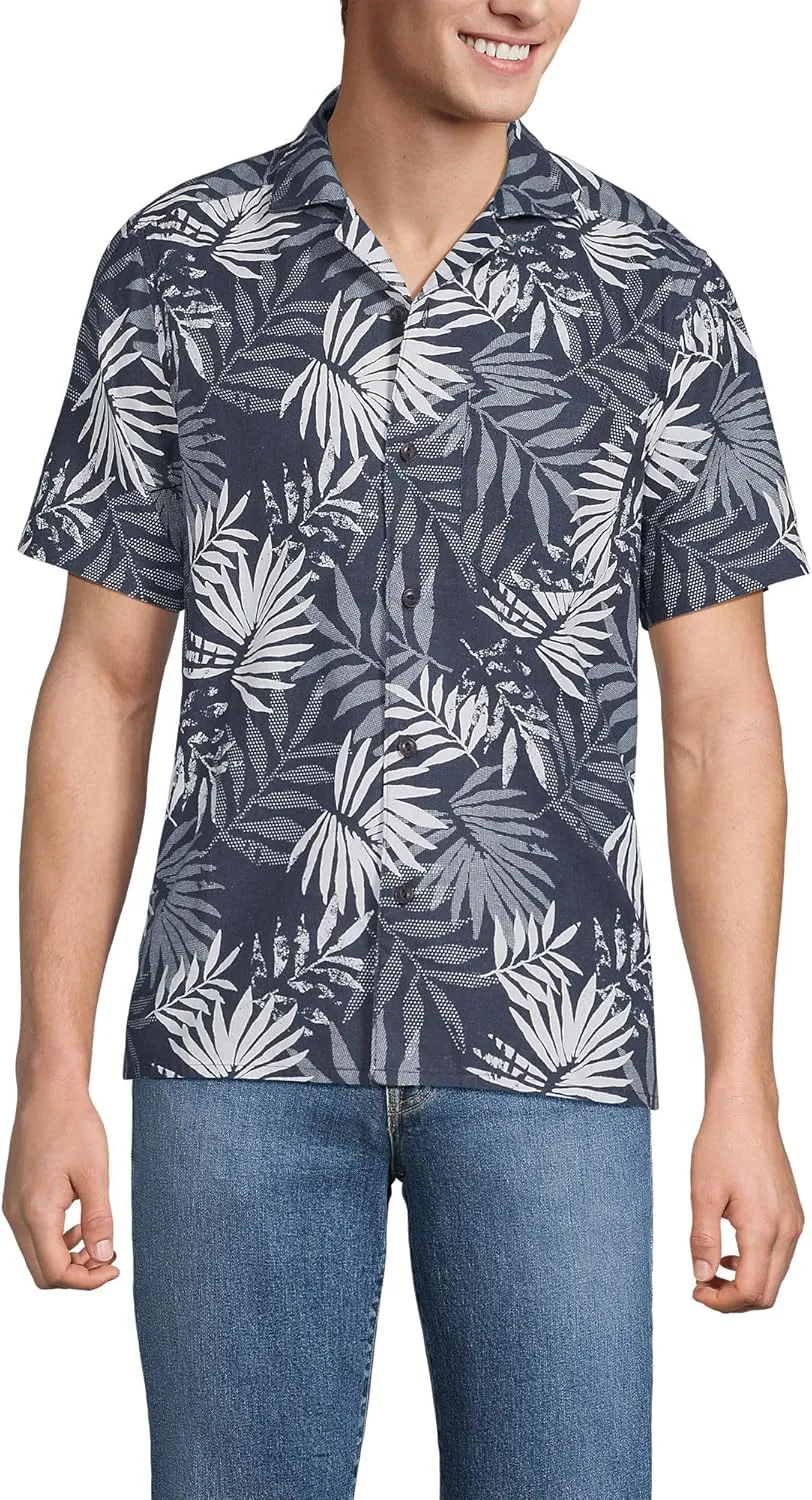 Lands' End Men's Short Sleeve Camp Collar Hawaiian Shirt