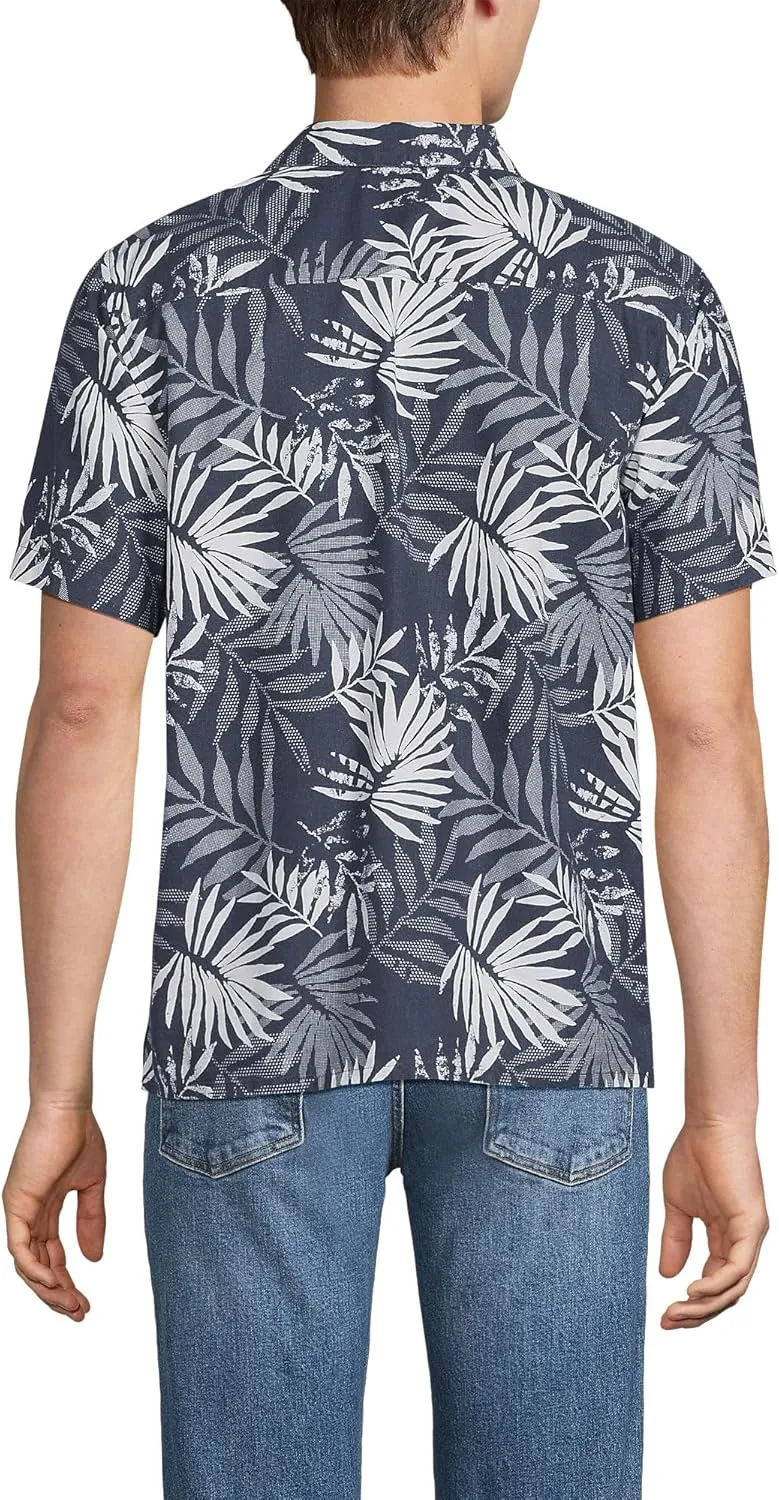 Lands' End Men's Short Sleeve Camp Collar Hawaiian Shirt