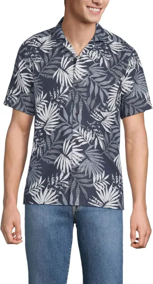 Lands' End Men's Short Sleeve Camp Collar Hawaiian Shirt