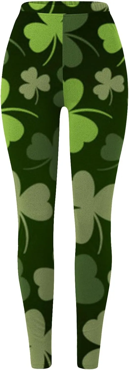 LCMTWX Womens St Patrick's Day Costume St. Patricks Day Print High Waist Yoga Pants for Women's Workout Clothes for Fold