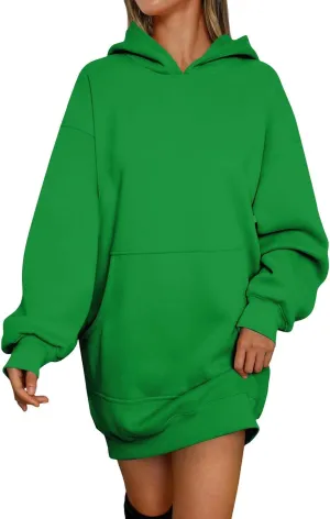 lcyhony Women's Fleece Oversized Sweatshirt Y2k Loose Comfy Hoodie Dress Winter Warm Long Sleeve Pullover Tops with Pockets