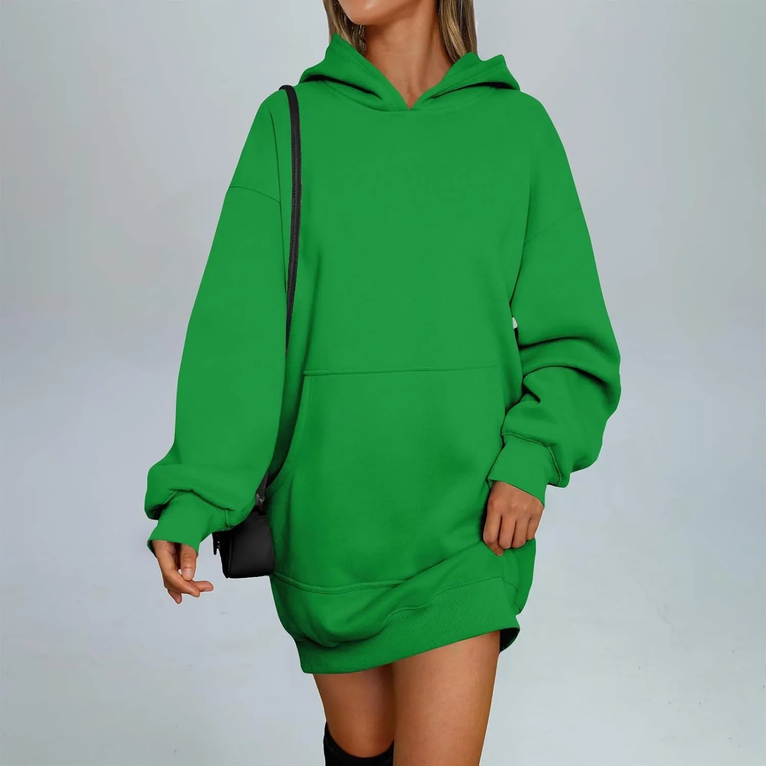 lcyhony Women's Fleece Oversized Sweatshirt Y2k Loose Comfy Hoodie Dress Winter Warm Long Sleeve Pullover Tops with Pockets