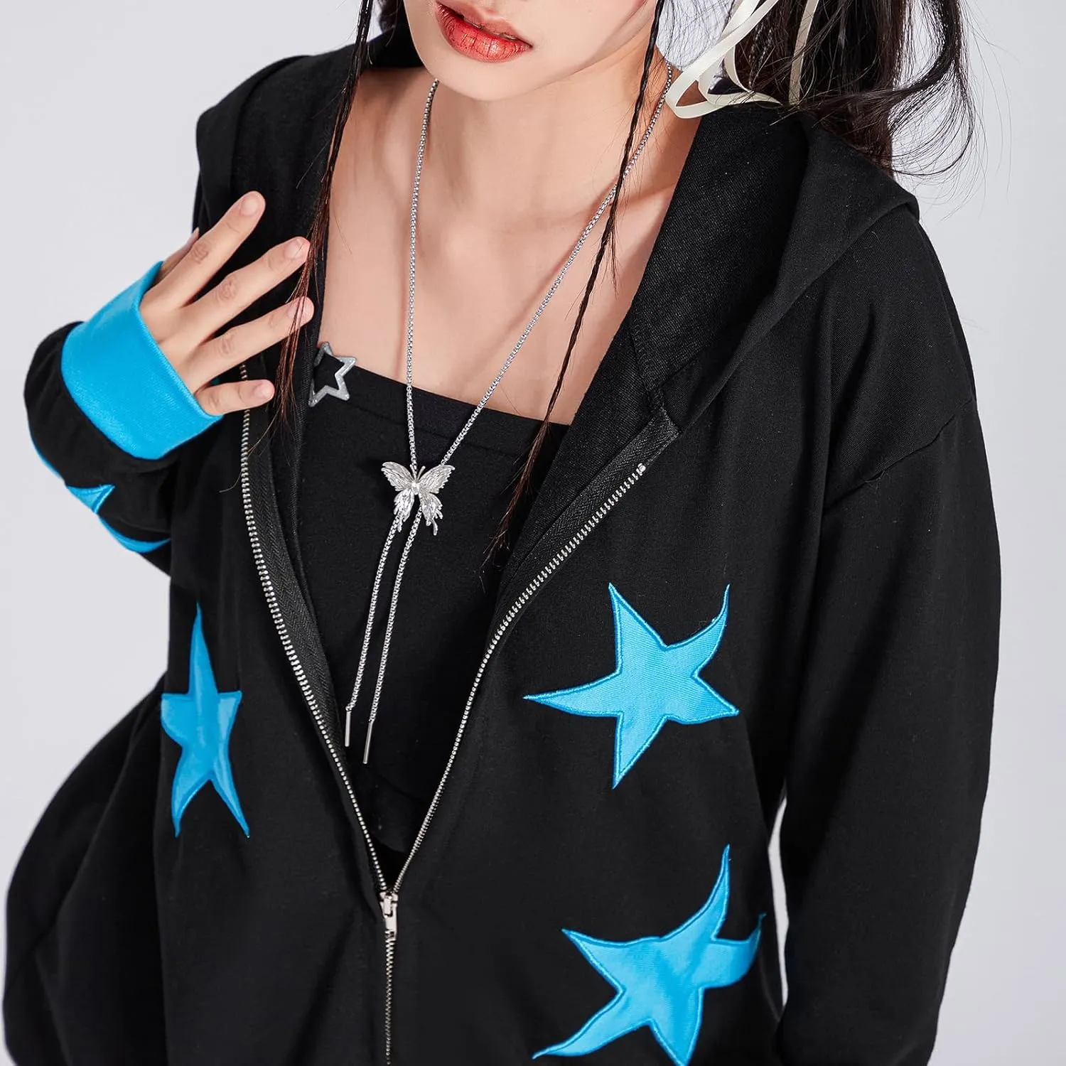 lisenraIn Unisex Men Women Halloween Hoodie Graphic Zip Up Sweatshirt Y2K Oversized Long Sleeve Rhinestone Skeleton Jacket
