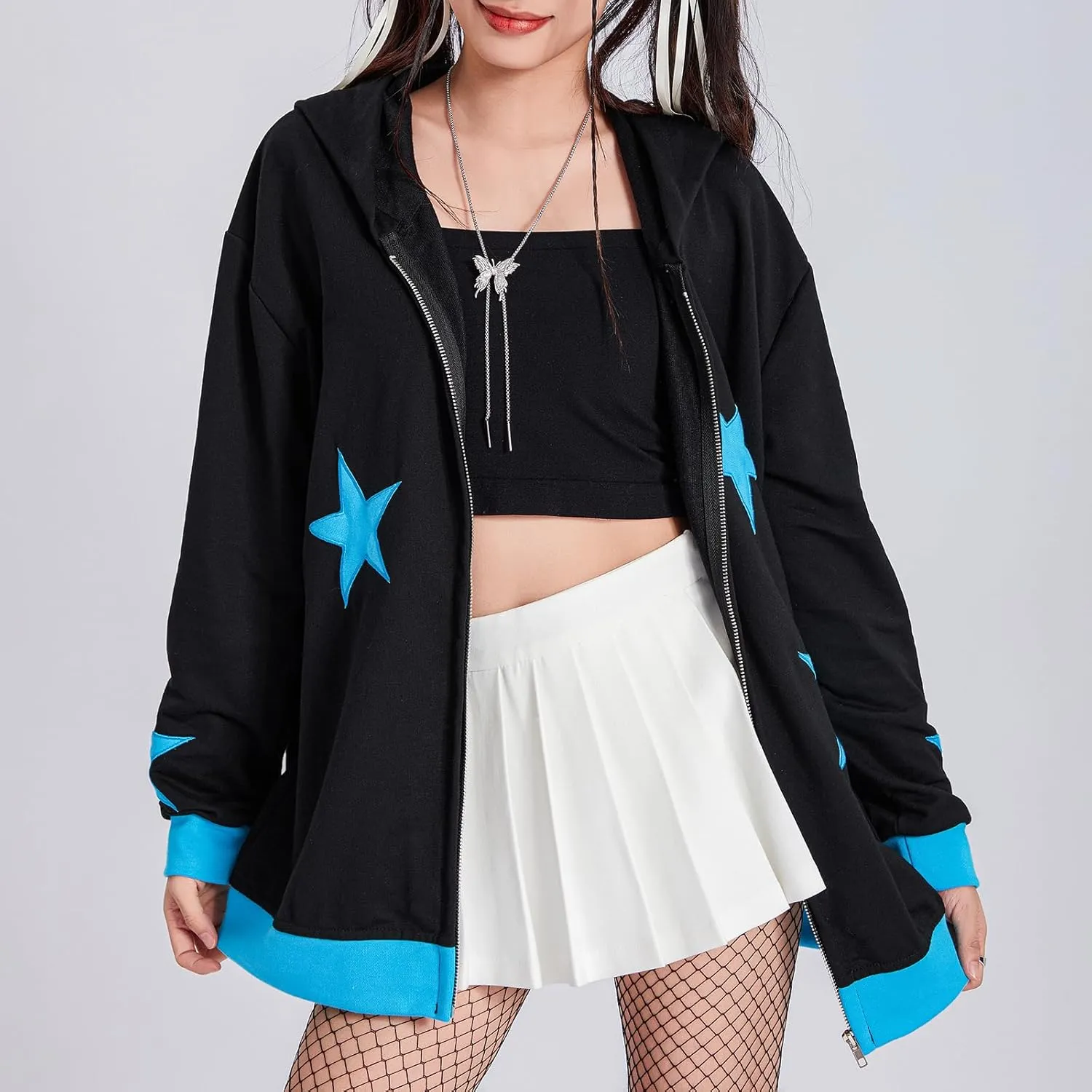 lisenraIn Unisex Men Women Halloween Hoodie Graphic Zip Up Sweatshirt Y2K Oversized Long Sleeve Rhinestone Skeleton Jacket