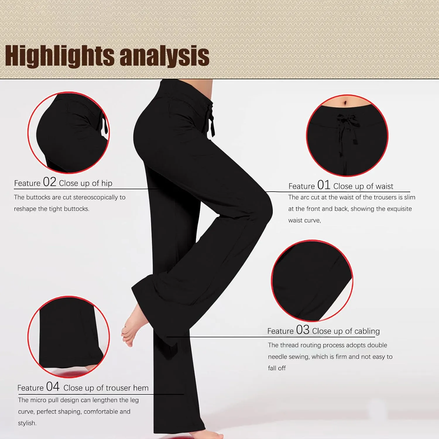 Loose Yoga Pants for Women Casual Trendy Solid Color Drawstring Trousers Elegant High Waist Wide Leg Long Pants 2025