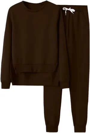 Lounge Sets for Women 2024 Long Sleeve Crewneck Athletic Trendy Hoodie Sweatshirts and Sweatpants Sweatsuit