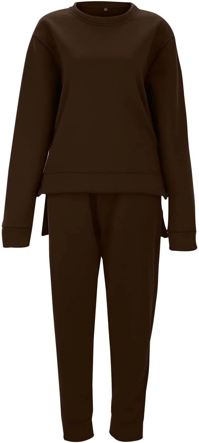 Lounge Sets for Women 2024 Long Sleeve Crewneck Athletic Trendy Hoodie Sweatshirts and Sweatpants Sweatsuit