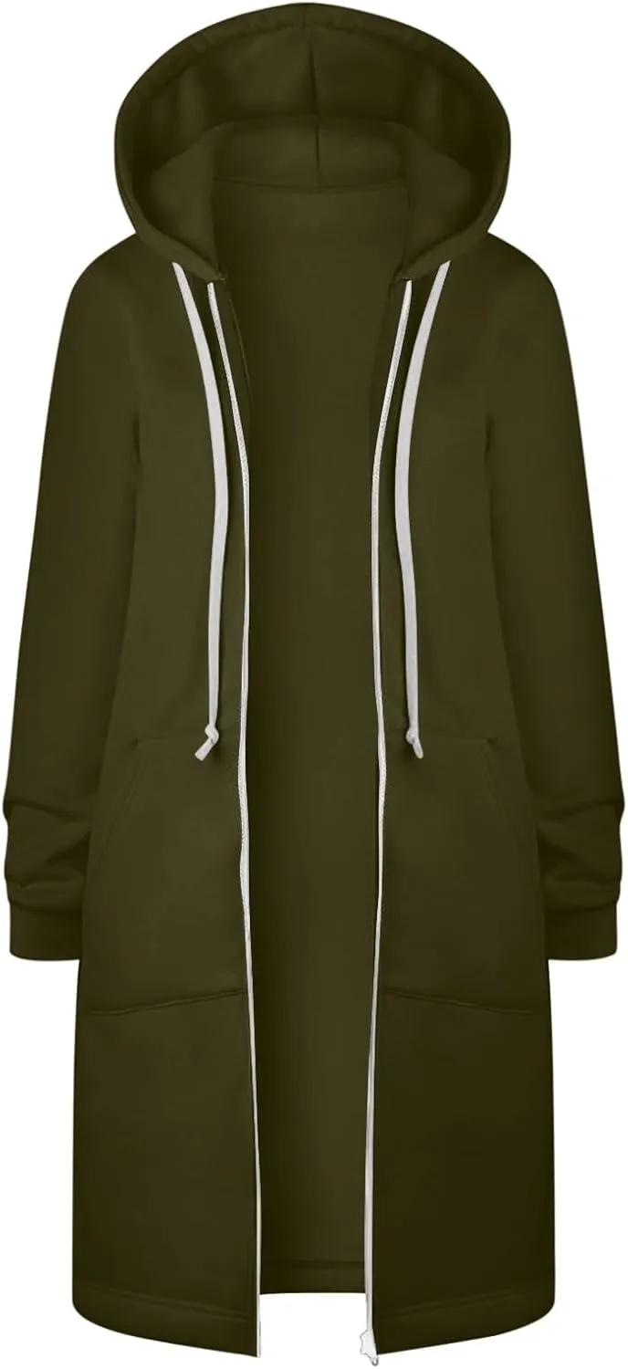 LRMQS Womens Casual Long Sweatshirt Hoodies with Pocket Drawstring Loose Jacket Coats 2023 Fashion Trendy Hoodie Clothing