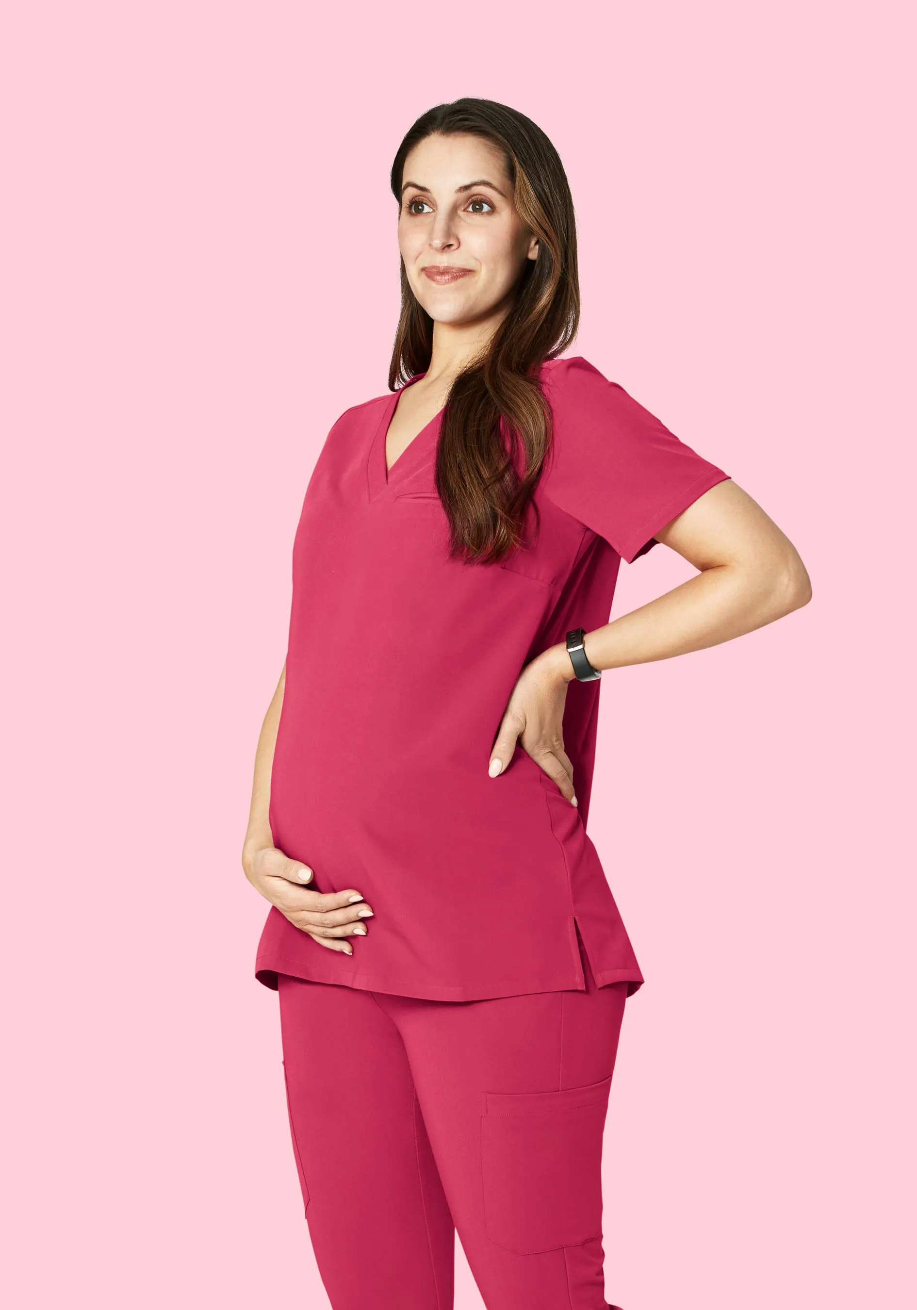 Maternity One Pocket Top Deep Magenta
