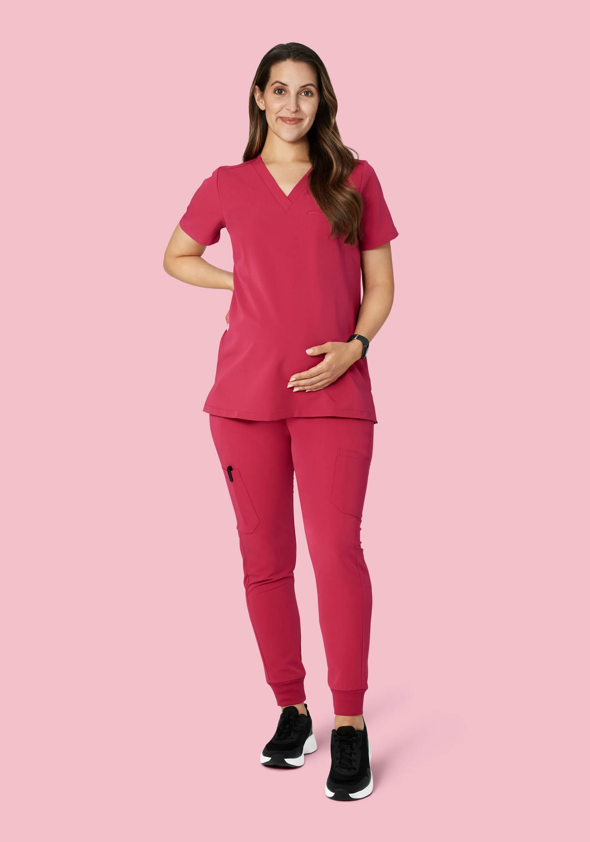 Maternity One Pocket Top Deep Rose