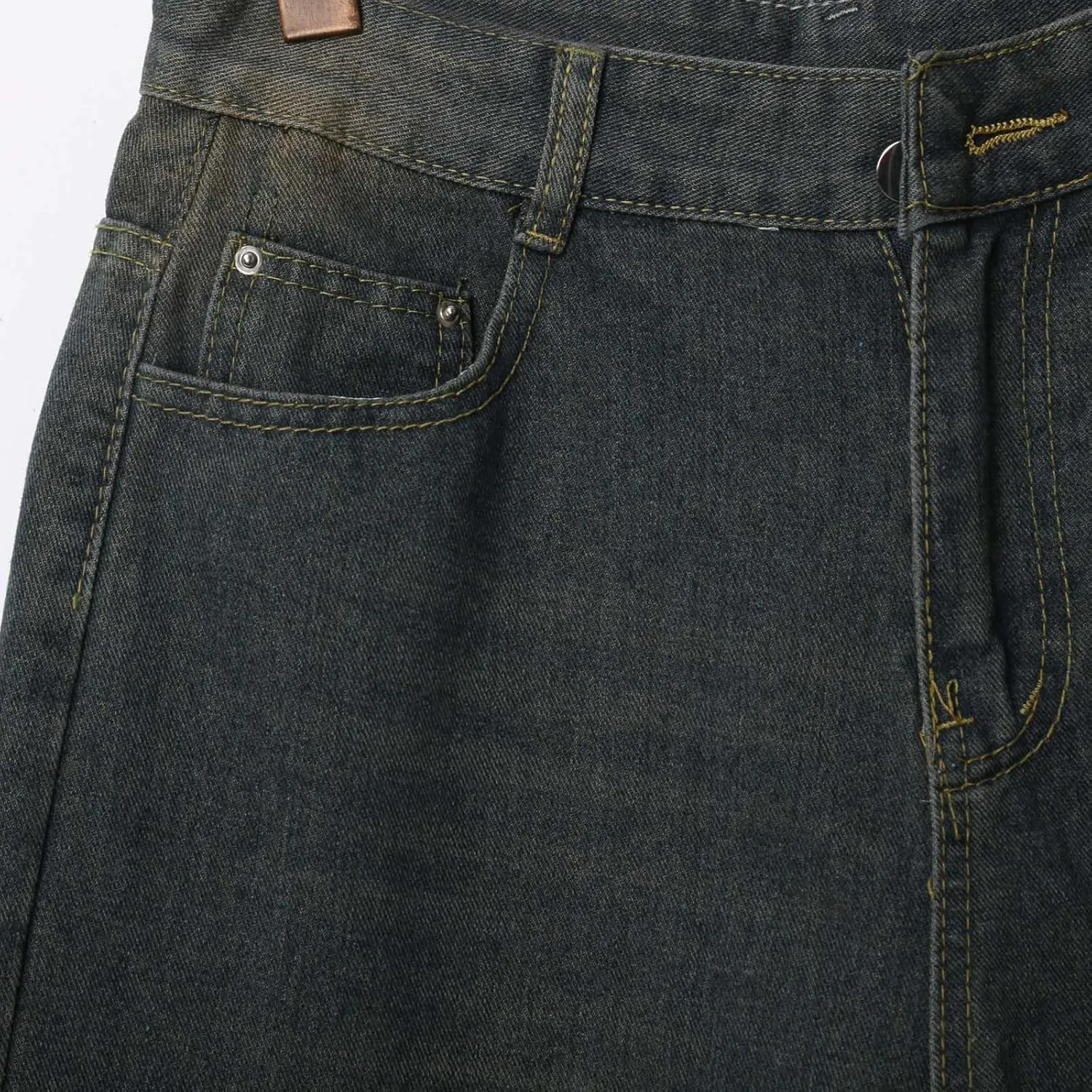 Men Baggy Jean Shorts Loose Fit Long Denim Shorts Wide Leg Hip Hop Streetwear