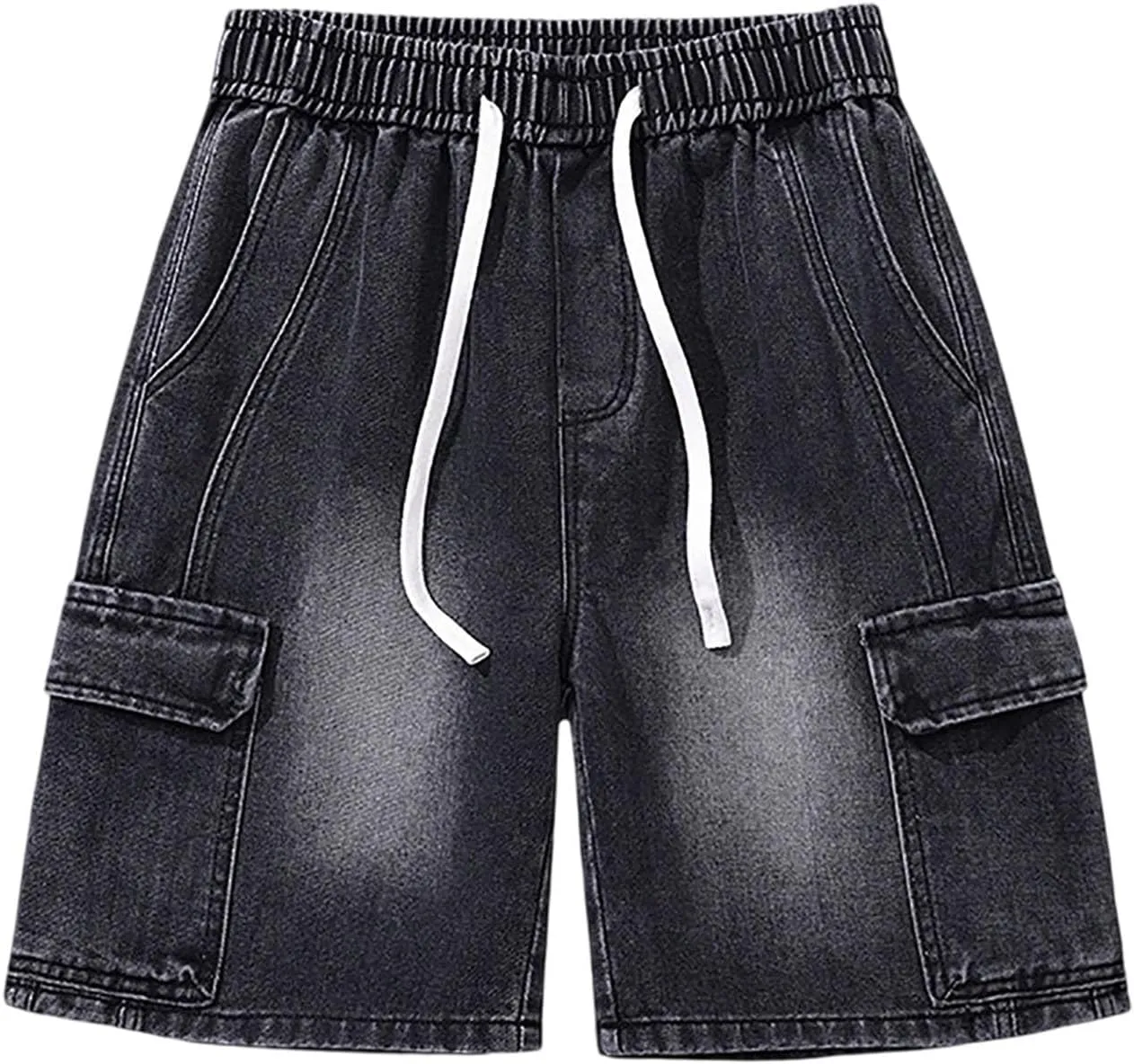 Men Baggy Jean Shorts Loose Fit Long Denim Shorts Wide Leg Hip Hop Streetwear