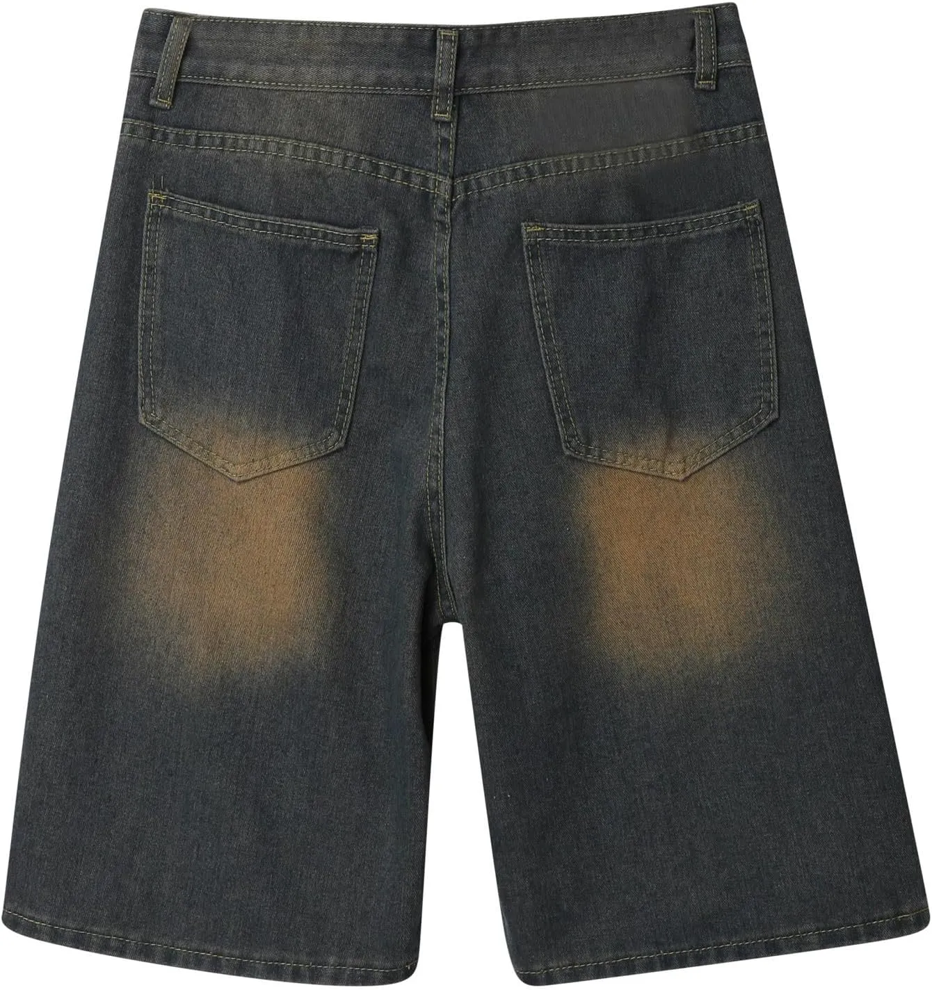 Men Baggy Jean Shorts Loose Fit Long Denim Shorts Wide Leg Hip Hop Streetwear