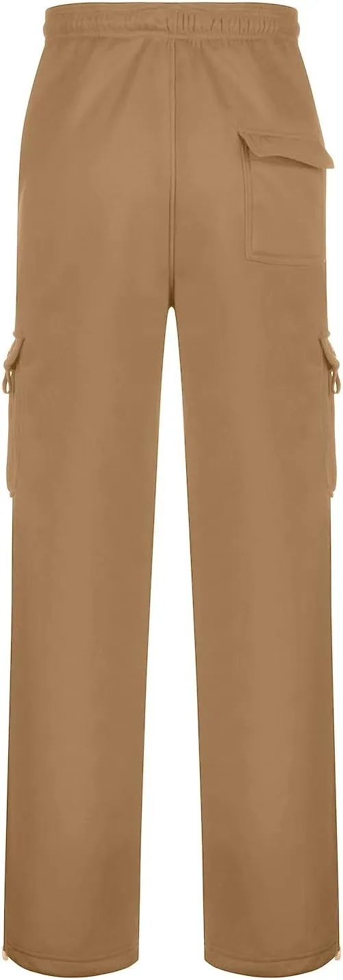 Men Cargo Combat Work Pant Yoga Jogger Summer Soft Sweat Pants Loose Open Hem Elastic Waist Lounge Pants