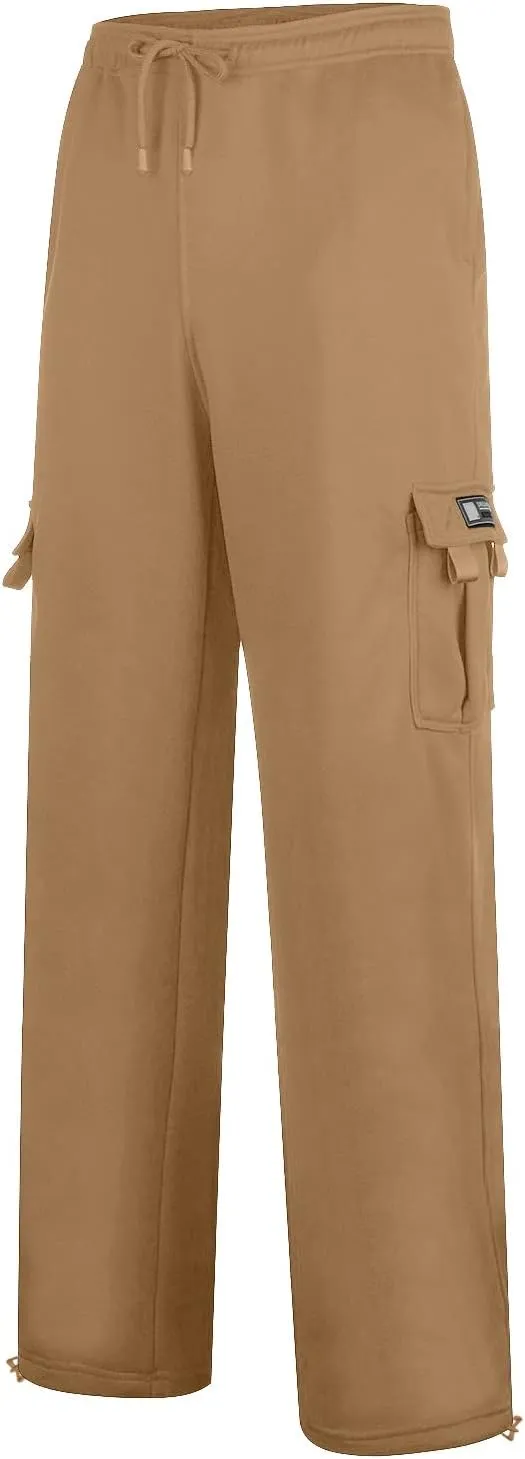 Men Cargo Combat Work Pant Yoga Jogger Summer Soft Sweat Pants Loose Open Hem Elastic Waist Lounge Pants