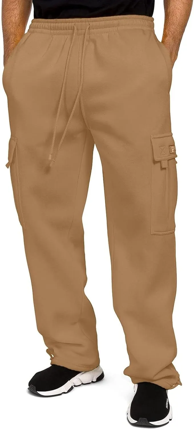 Men Cargo Combat Work Pant Yoga Jogger Summer Soft Sweat Pants Loose Open Hem Elastic Waist Lounge Pants