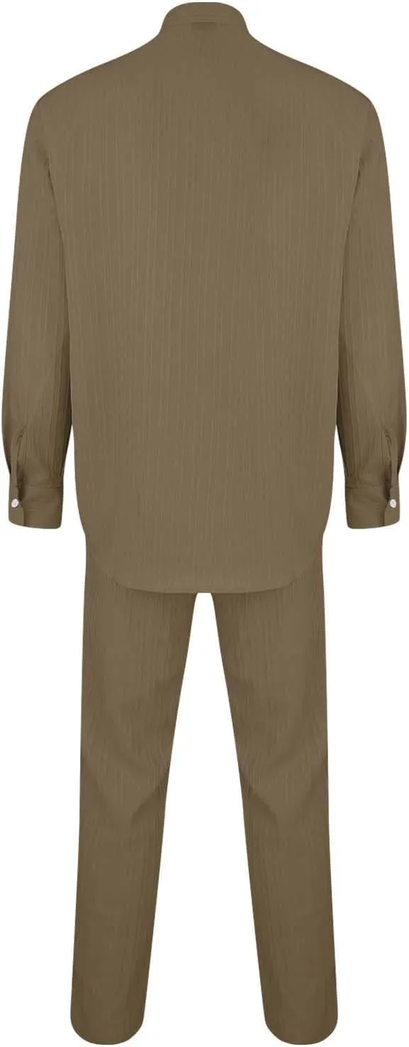 Men Casual Outfits Long Sleeve Button Shirt & Pull On Tapered Trousers Set Spring and Summer Lightweight Solid Versatile Suit