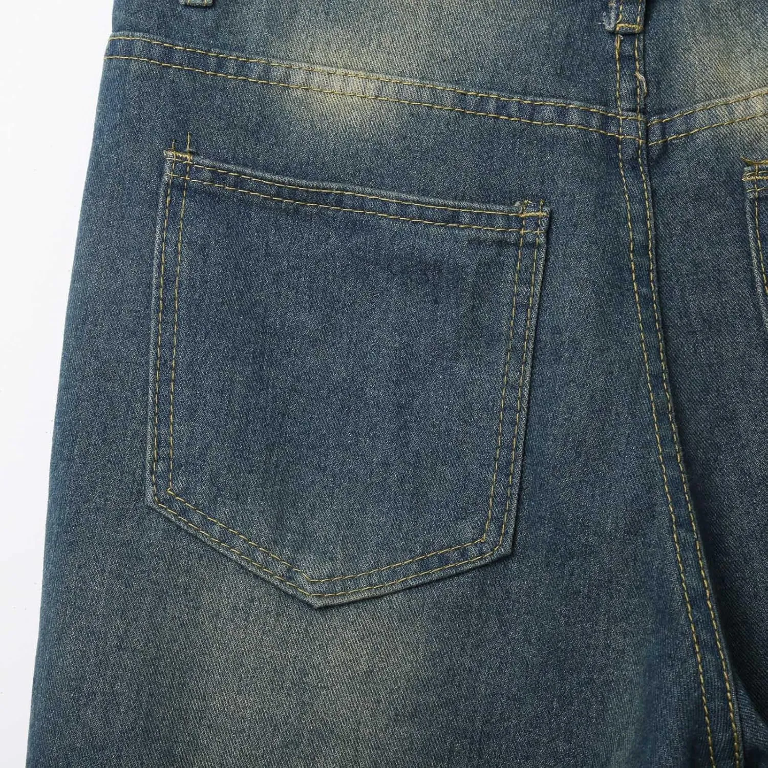 Men Loose Hip Hop Cropped Jean Shorts Work Denim Shorts with Pockets Casual Summer Streetwear Clothes