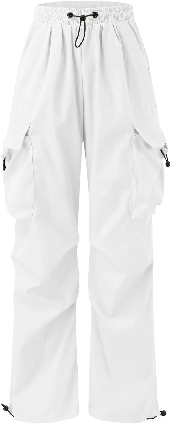 Mens Baggy Cargo Pants, Trendy Casual Sports Parachute Pant, Loose Fit Harem Joggers with Pockets for Streetwear