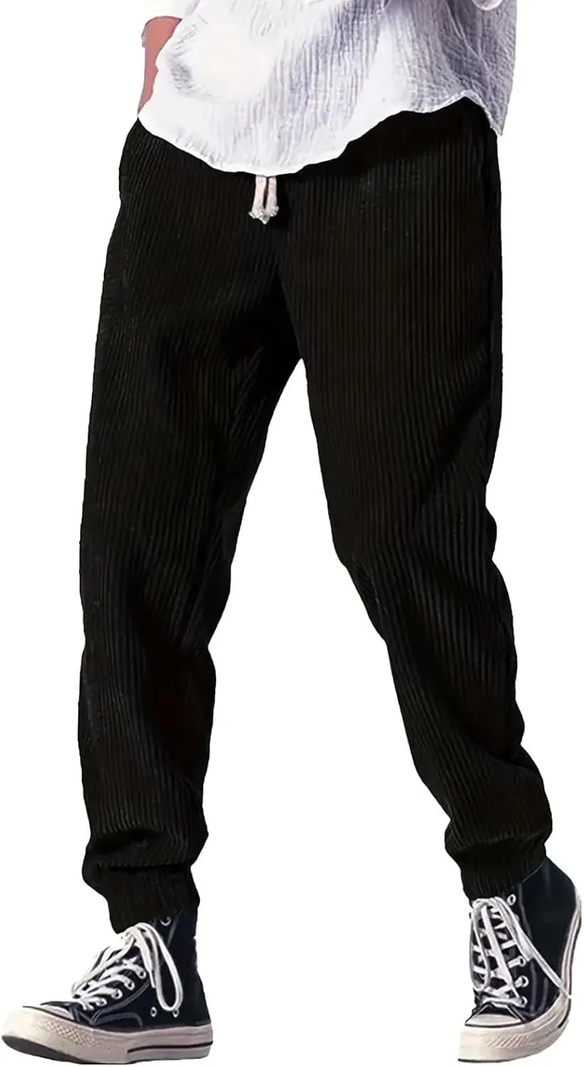Men's Cargo Combat Pants Casual Cotton Stretchy Linen Pant Classic Sweatpants Joggers Sports Jogging Bottoms