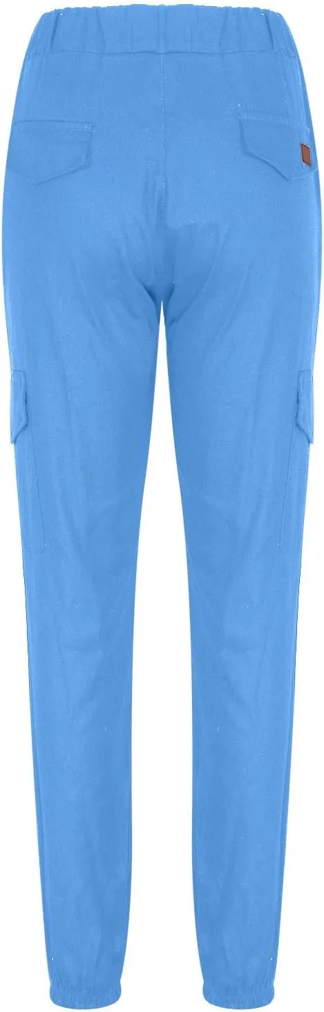 Mens Cargo Pants Slim Fit Drawstring Stretch Joggers Tapered Causal Fashion Solid Athletic Sweatpants Fall Trousers