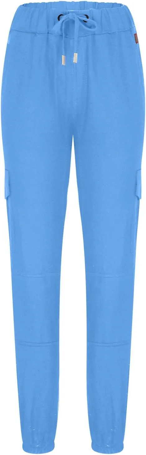 Mens Cargo Pants Slim Fit Drawstring Stretch Joggers Tapered Causal Fashion Solid Athletic Sweatpants Fall Trousers