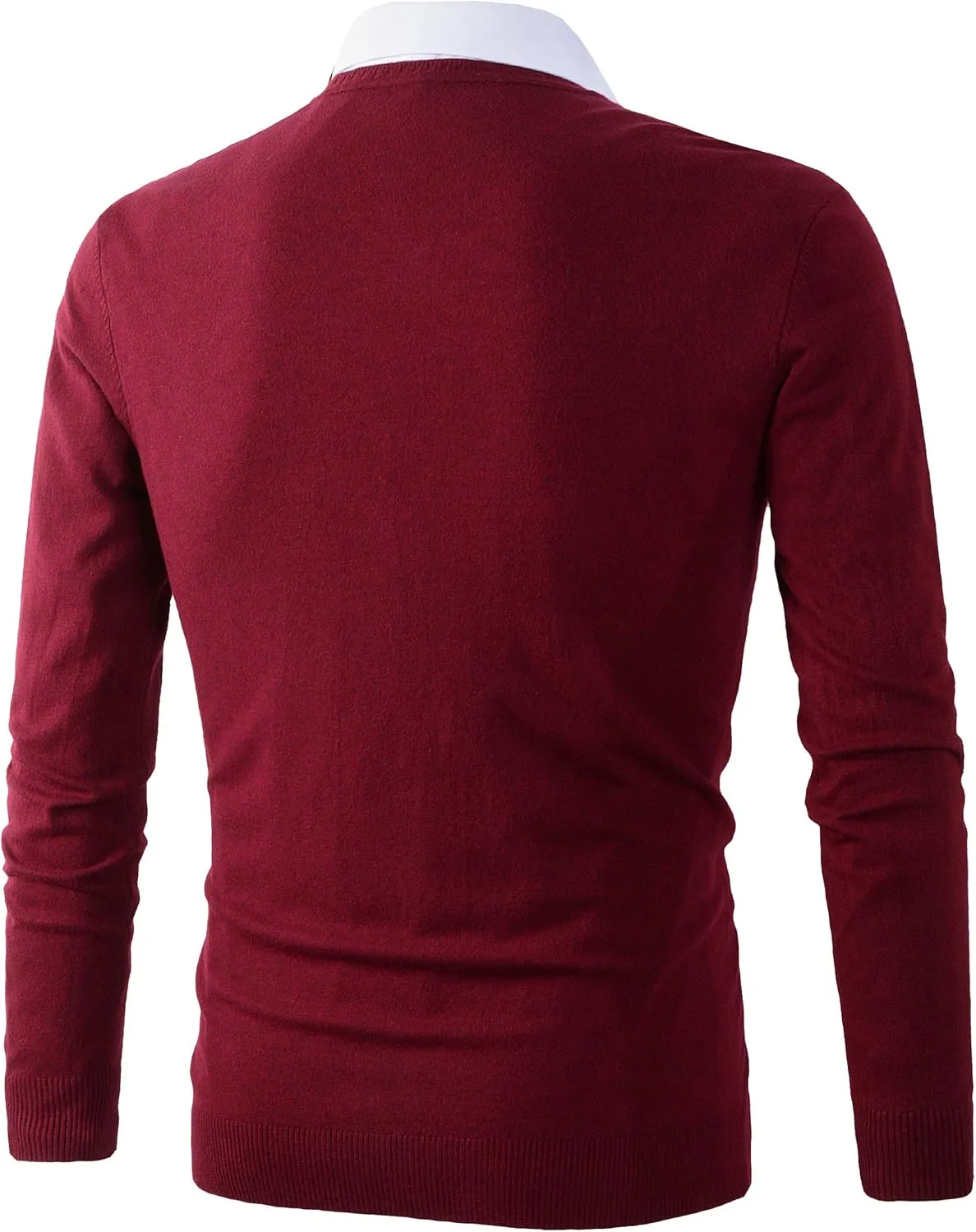 Mens Casual Basic Designed V-Neck Pullover Sweater