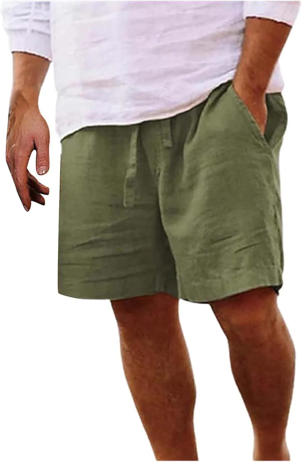 Mens Casual Drawstring Beach Shorts Lightweight Summer Yoga Golf Shorts with Pockets Trendy Resort Wear Shorts for Men