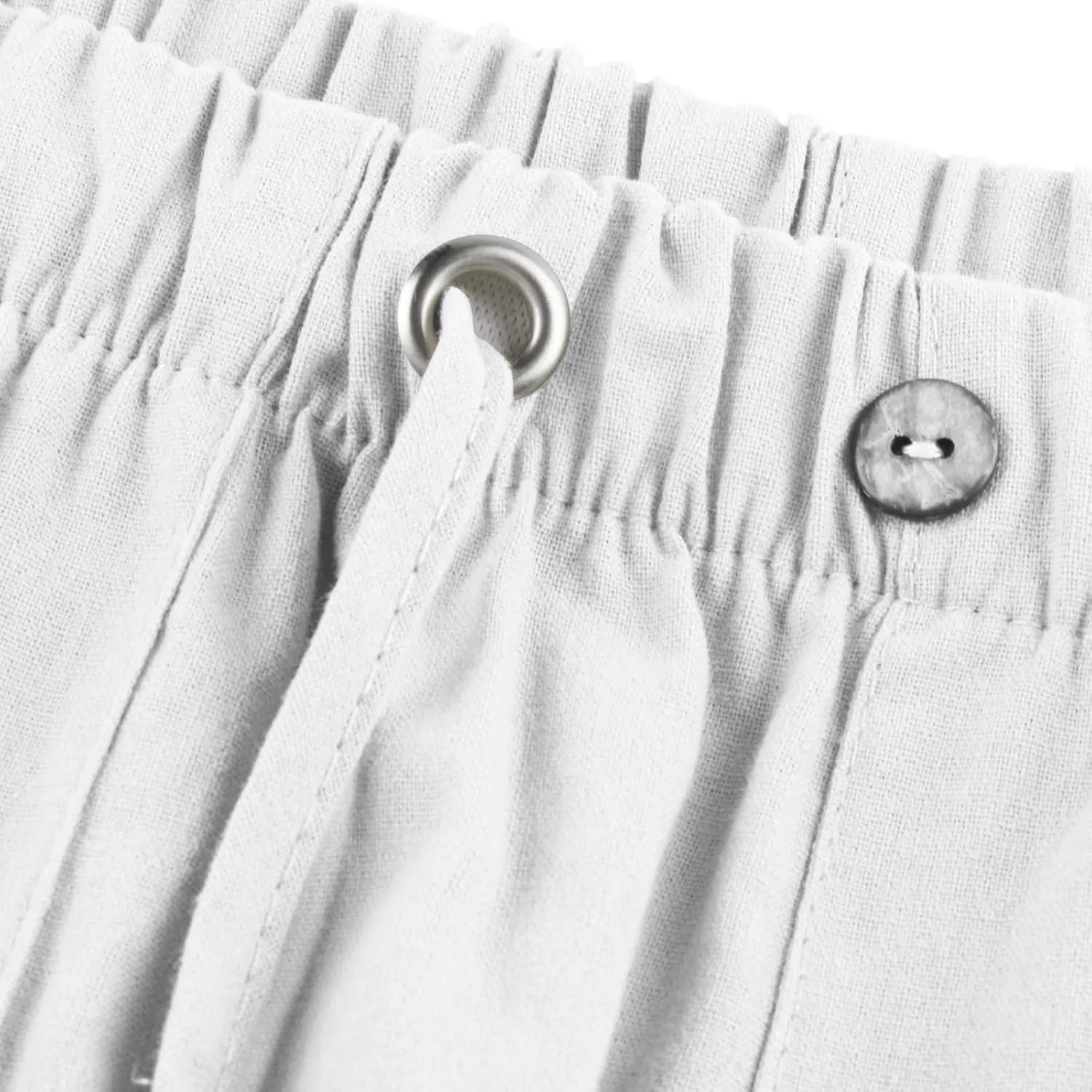 Men's Casual Loose and Comfortable Casual Pants Cotton Linen Printed Drawstring Trousers