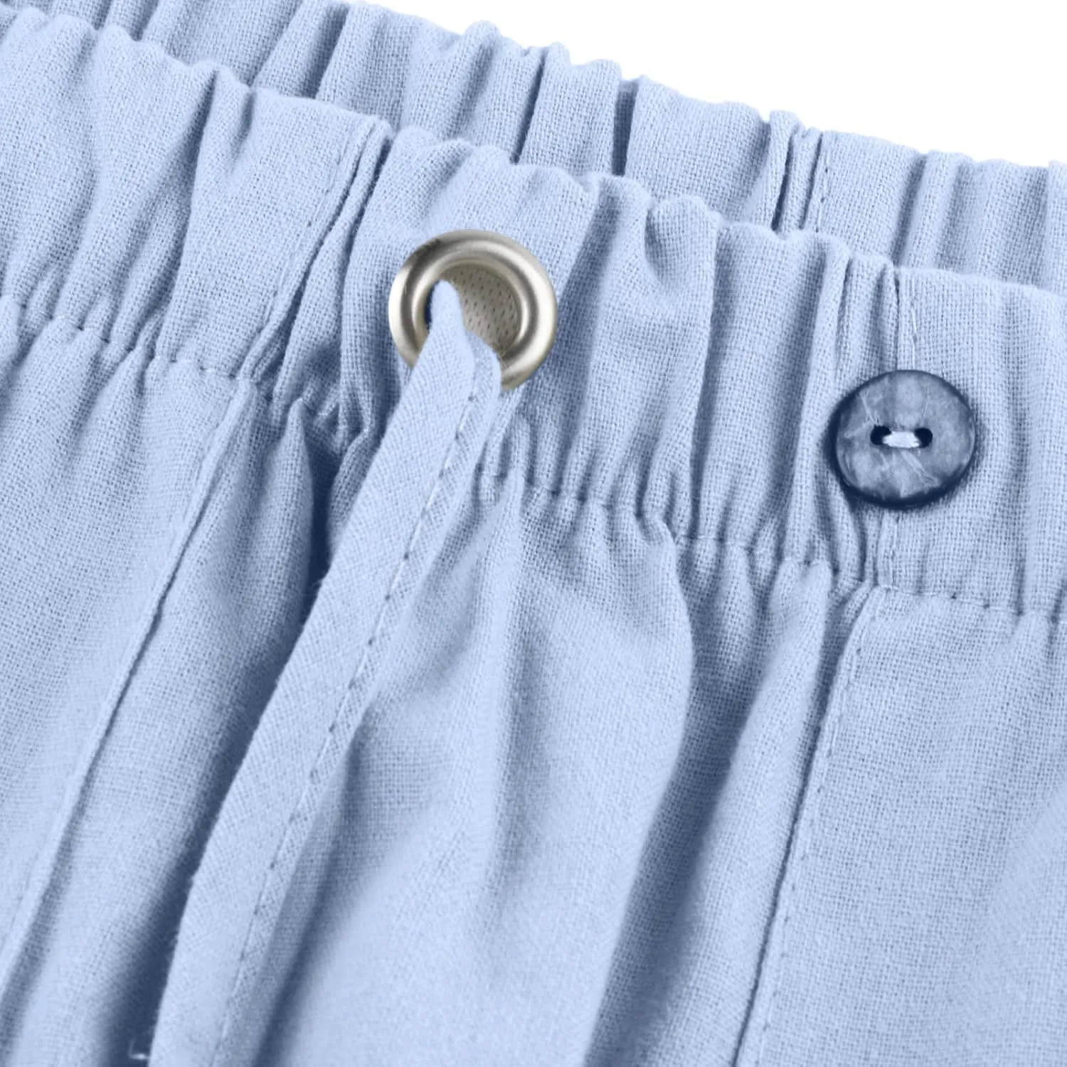 Men's Casual Loose and Comfortable Casual Pants Cotton Linen Printed Drawstring Trousers