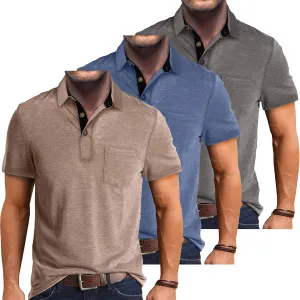 Men's Casual Polo Shirts Classic Button Short Sleeve Shirt Breathable Stylish Golf Tops Polo Shirts for Men