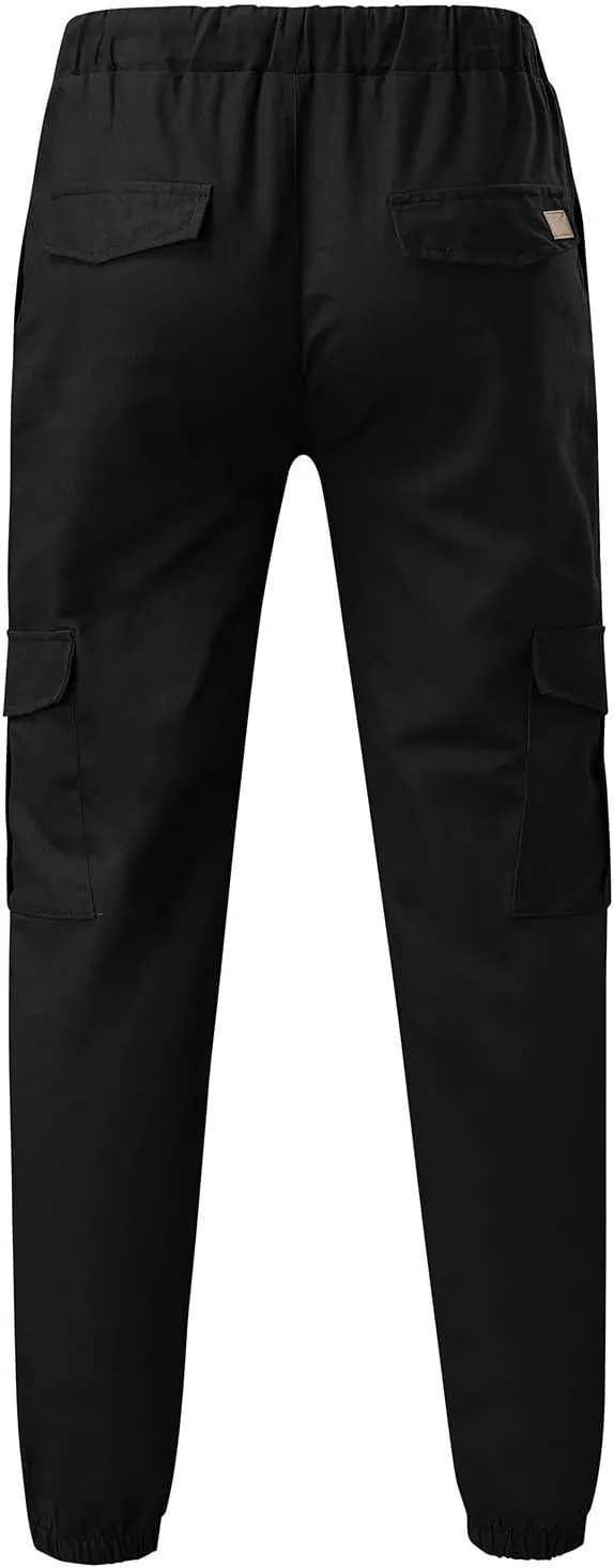 Men's Casual Solid Color Sweatpants Multi Pockets Pants Hiking Athletic Trousers Outdoor Wearing Pants with Pockets