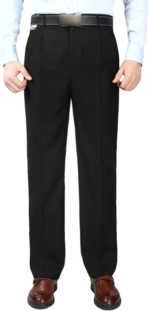 Men's Classic Fit Flat Front Dress Pants Skinny Casual Business Chino Pants Stretch Slim Fit Skinny Suit Pants (40,Black)