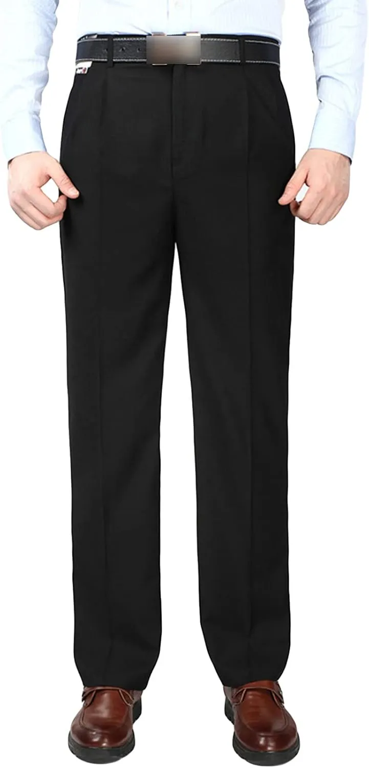 Men's Classic Fit Flat Front Dress Pants Skinny Casual Business Chino Pants Stretch Slim Fit Skinny Suit Pants (40,Black)