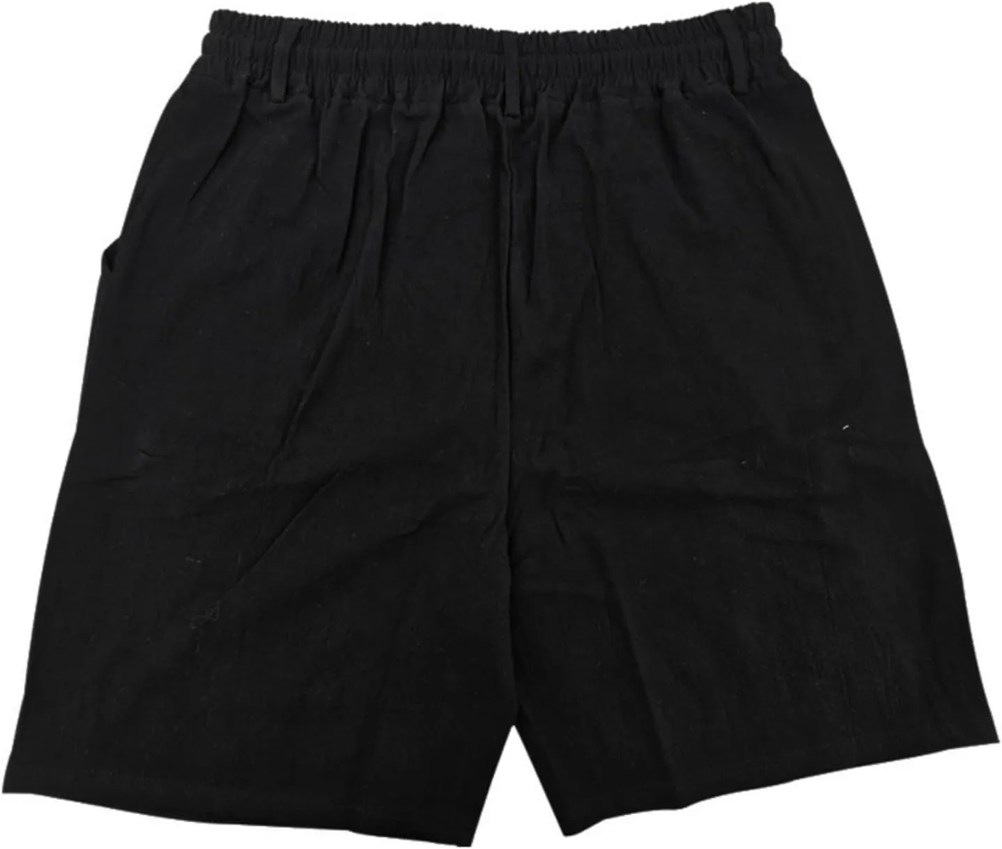 Men's Cotton Linen Shorts Casual Button Elastic Waist Summer Beach Shorts with Pocket
