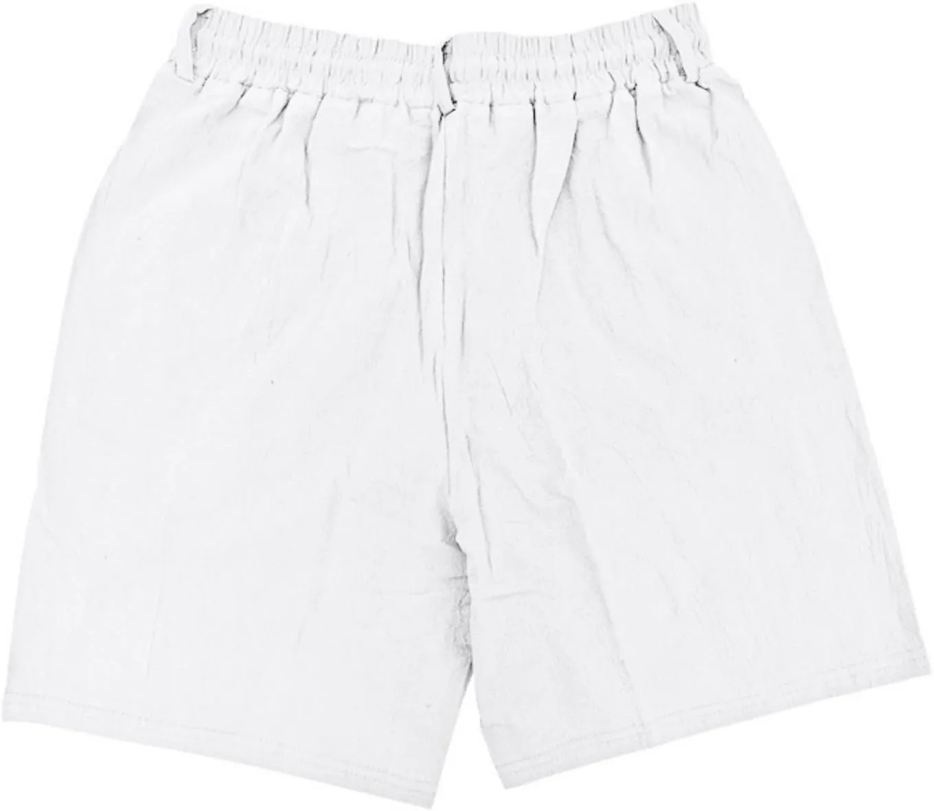 Men's Cotton Linen Shorts Casual Button Elastic Waist Summer Beach Shorts with Pocket