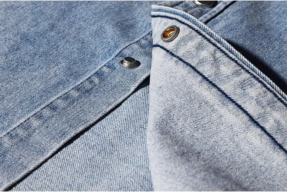 Men's Long Sleeve Slim-Fit Snap Denim Work Shirt