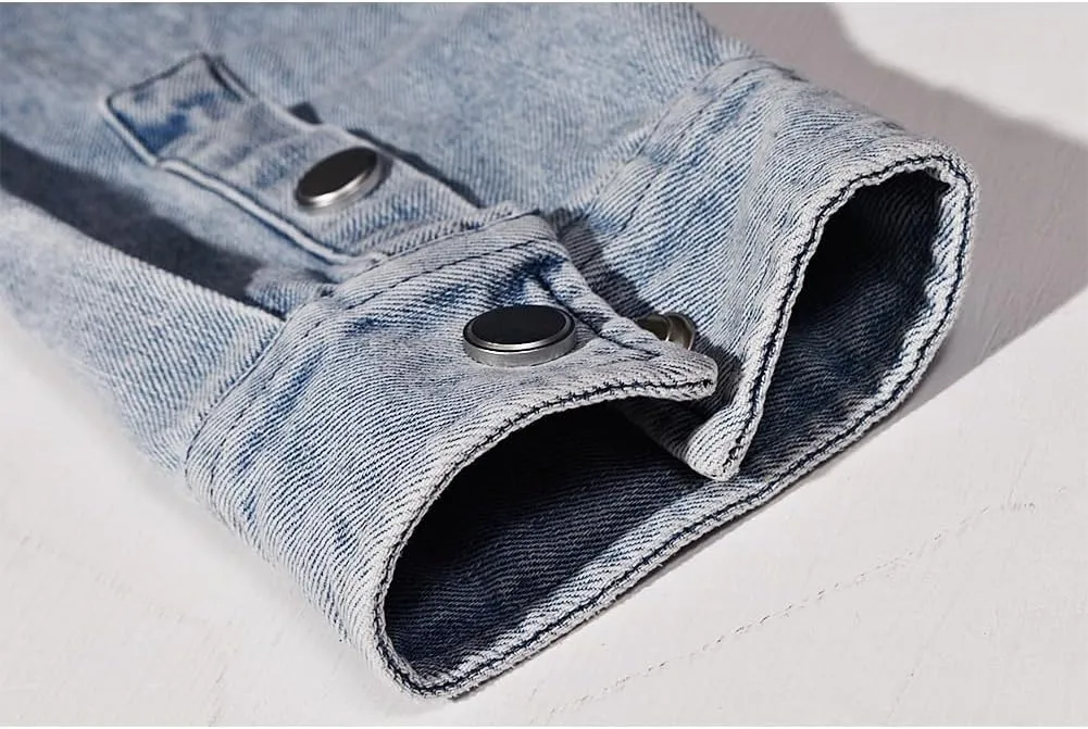 Men's Long Sleeve Slim-Fit Snap Denim Work Shirt