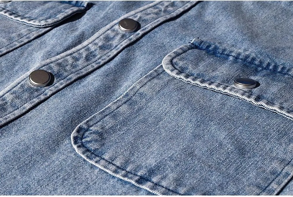 Men's Long Sleeve Slim-Fit Snap Denim Work Shirt