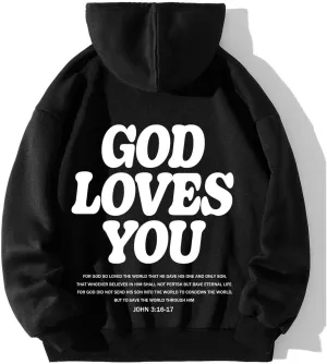 Men's Oversized Christian Hoodies Letter Graphic Print Drawstring Pullover Hoodies Loose Fit Sweatshirt with Pocket