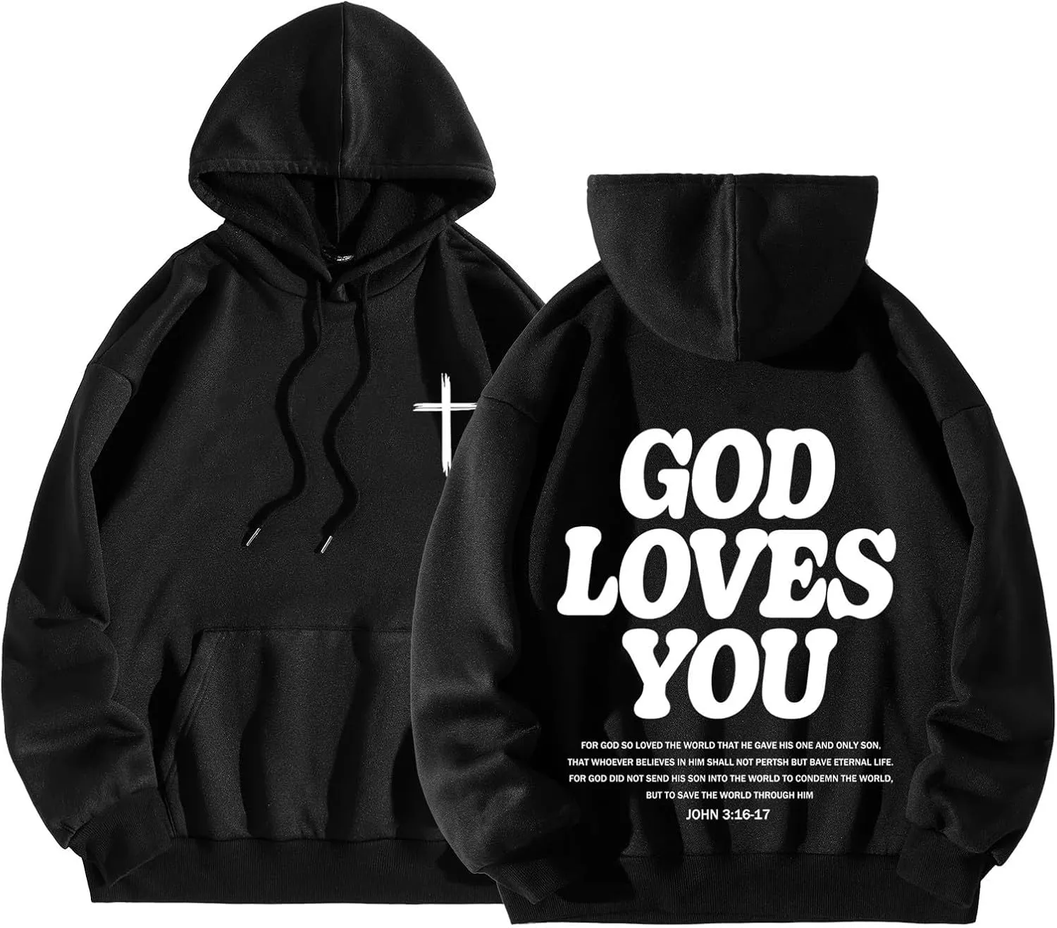 Men's Oversized Christian Hoodies Letter Graphic Print Drawstring Pullover Hoodies Loose Fit Sweatshirt with Pocket